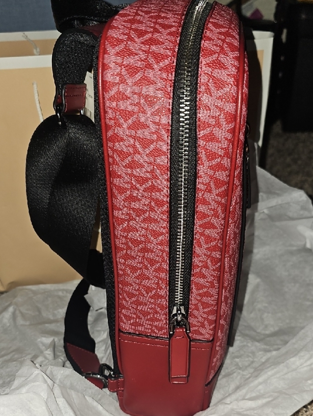 Michael Kors Men’s Red MK Signature Belt Bag - Picture 4 of 16